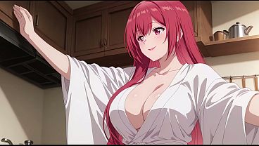 Anak Tiri Pulang Cepet, Lihat Istri Bokap Masak Cuma Pakai Baju Tipis. Kureha Enomoto Cosplay Mesum Bikinan Ai.